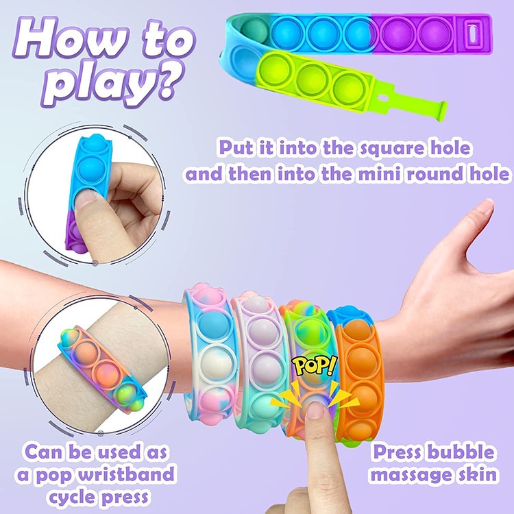 Pop it fidget Đồ Chơi Vòng Đeo Tay Xếp Hình Chưa Đóng Gói