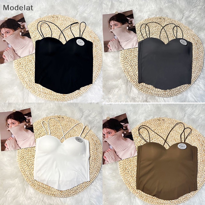 Mfc Áo Hai Dây Mùa Hè Có Mút Đệm Ngực Màu Trơn Gợi Cảm Cho Nữ
