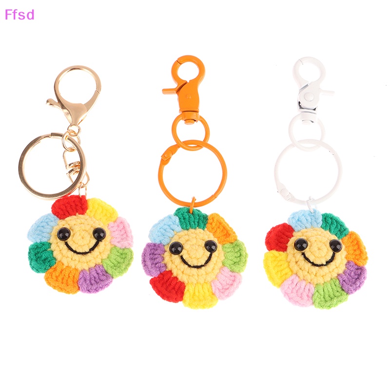 {Ffsd} Móc Điện Thoại Di Động Dạng Móc Khóa Đan Len Thủ Công Mặt Cười Hoa Hướng Dương Nhỏ Sáng Tạo Thích Hợp Làm Quà Tặ