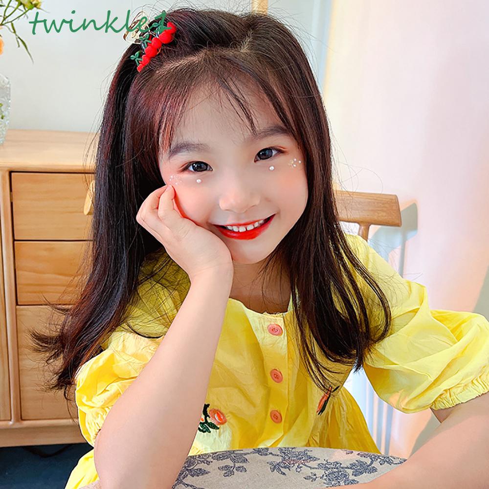 Kẹp Tóc Đuôi Ngựa Hình Hoa / Trái Cây Lấp Lánh Dễ Thương Cho Bé Gái