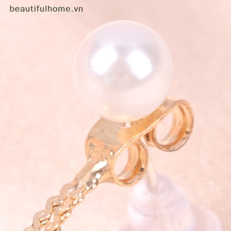 [beautifulhome] Bông Tai Kim Loại Dài Tua Rua Hình Nơ Đen Lấp Lánh Pha Lê Sáng Bóng [beauty]