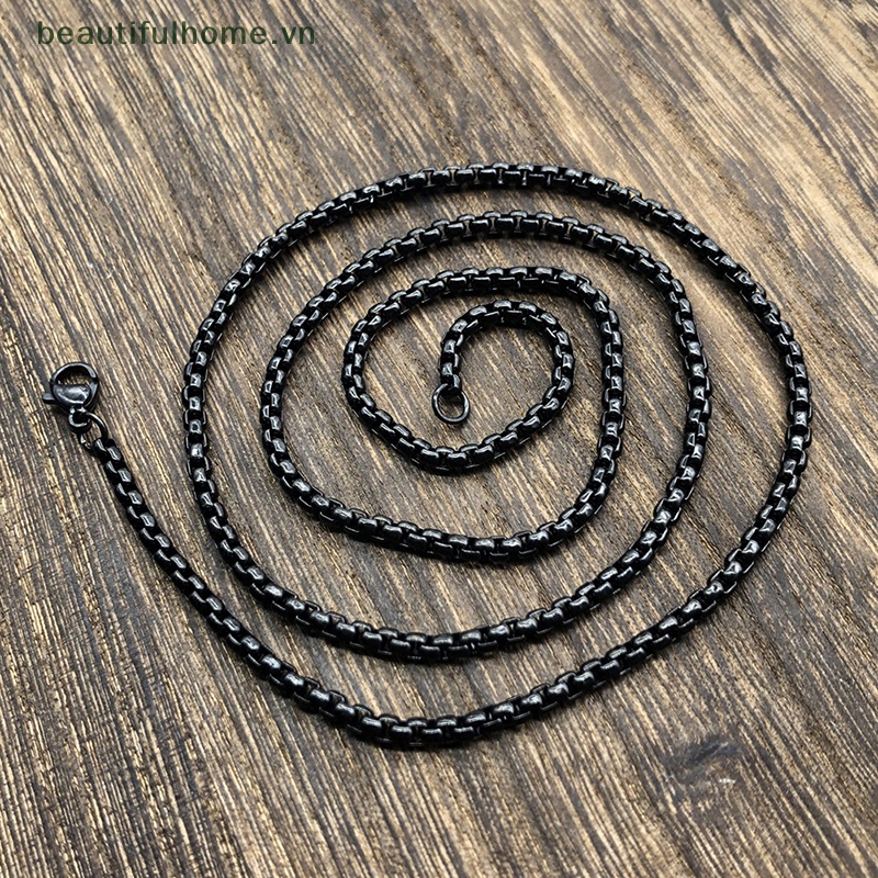 Vòng cổ 2MM Bằng Thép Không Gỉ DIY Màu Đen 45CM-55CM