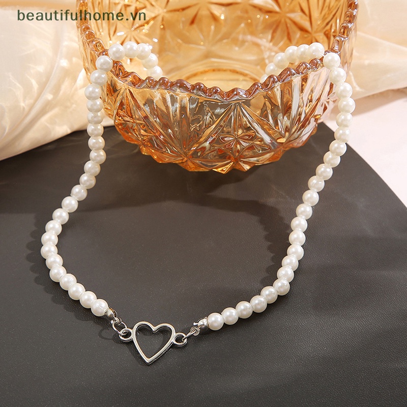 Vòng Cổ Choker Hạt Ngọc Trai Mặt Trái Tim Thanh Lịch Thời Trang Hàn Quốc Dành Cho Bạn Nữ [beauty]