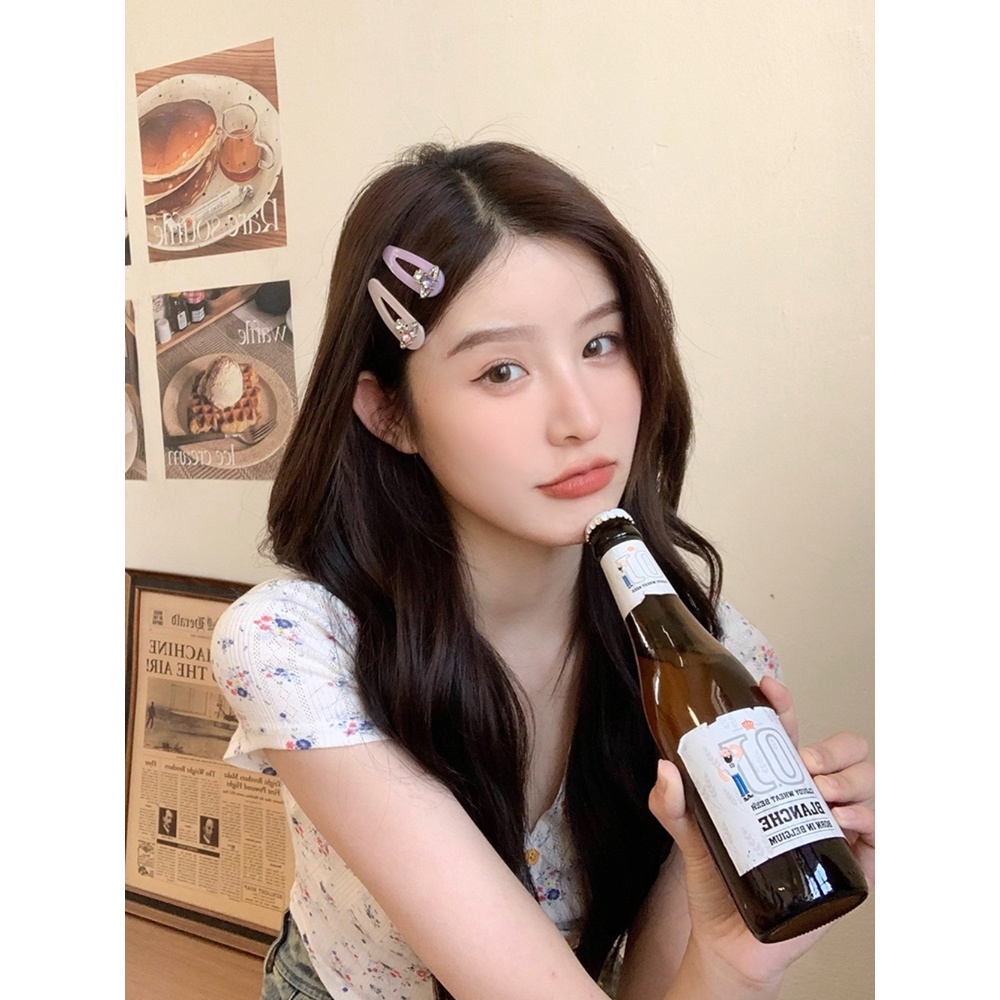 Kẹp Tóc Mini Hình Kim Cương Màu Hồng Ngọt Ngào Thời Trang Cho Nữ