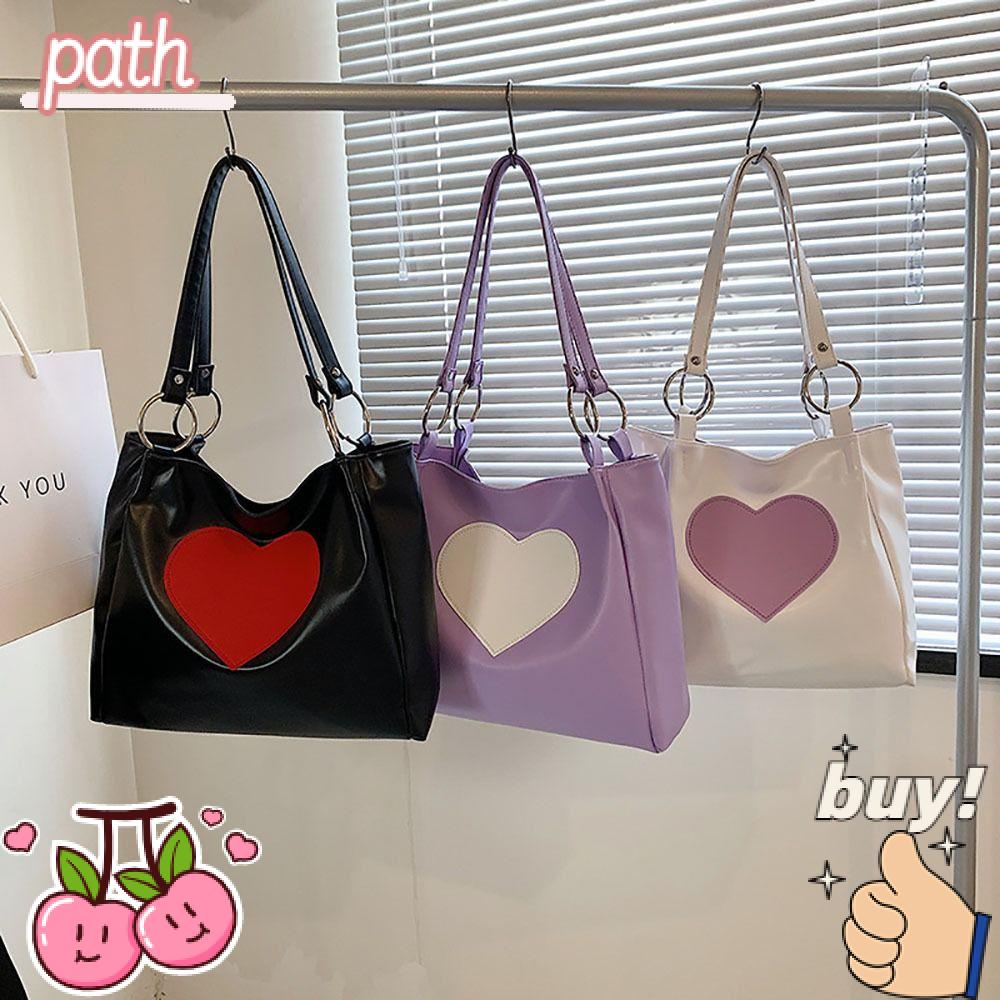 Túi Xách Đeo Vai Hình Trái Tim Sức Chứa Lớn Màu Tương Phản