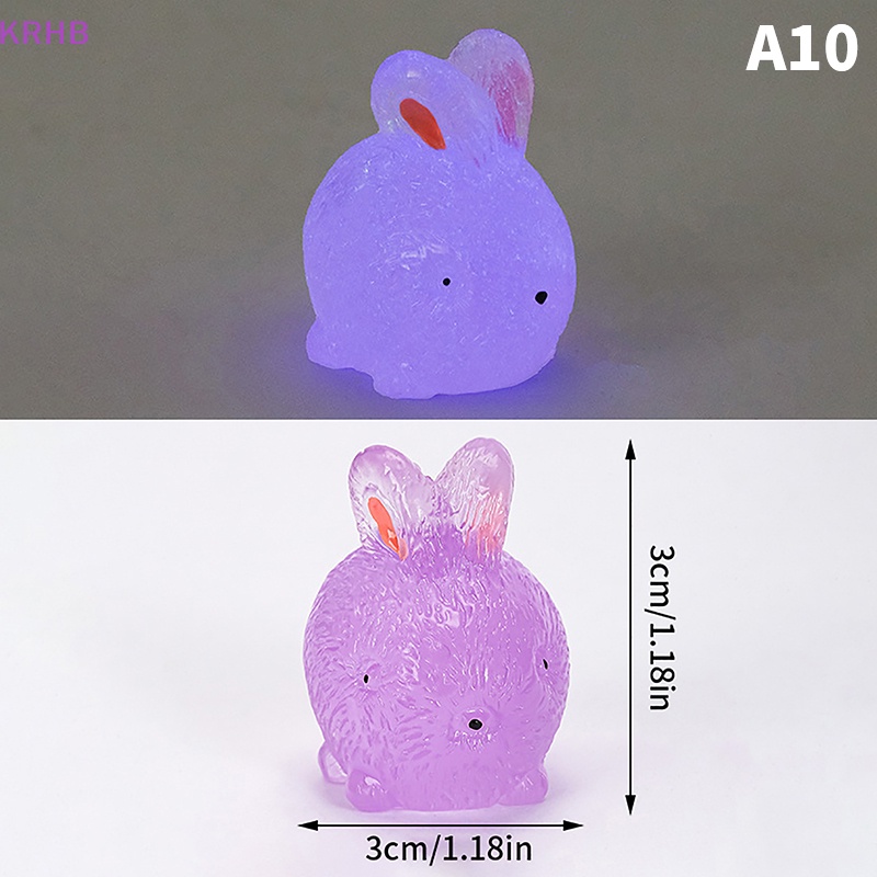 Set 2 Đồ trang trí Thỏ Mini Bằng Resin Màu Dạ Quang Trang Trí Tiểu Cảnh Mới