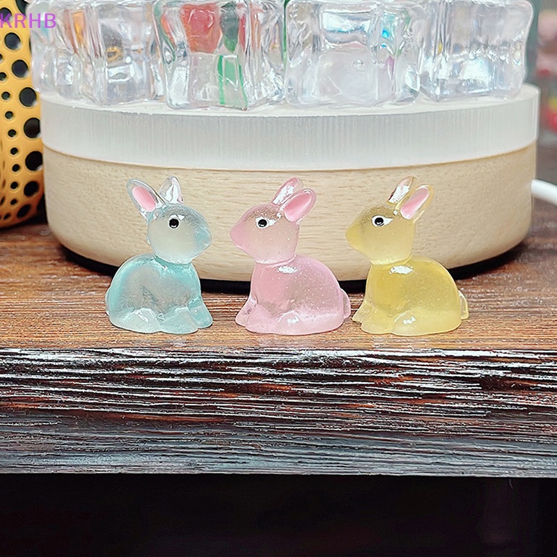 Set 5 Chú Thỏ Mini Bằng Nhựa Phát Quang Trang Trí Vườn Nhà Độc Đáo Mới