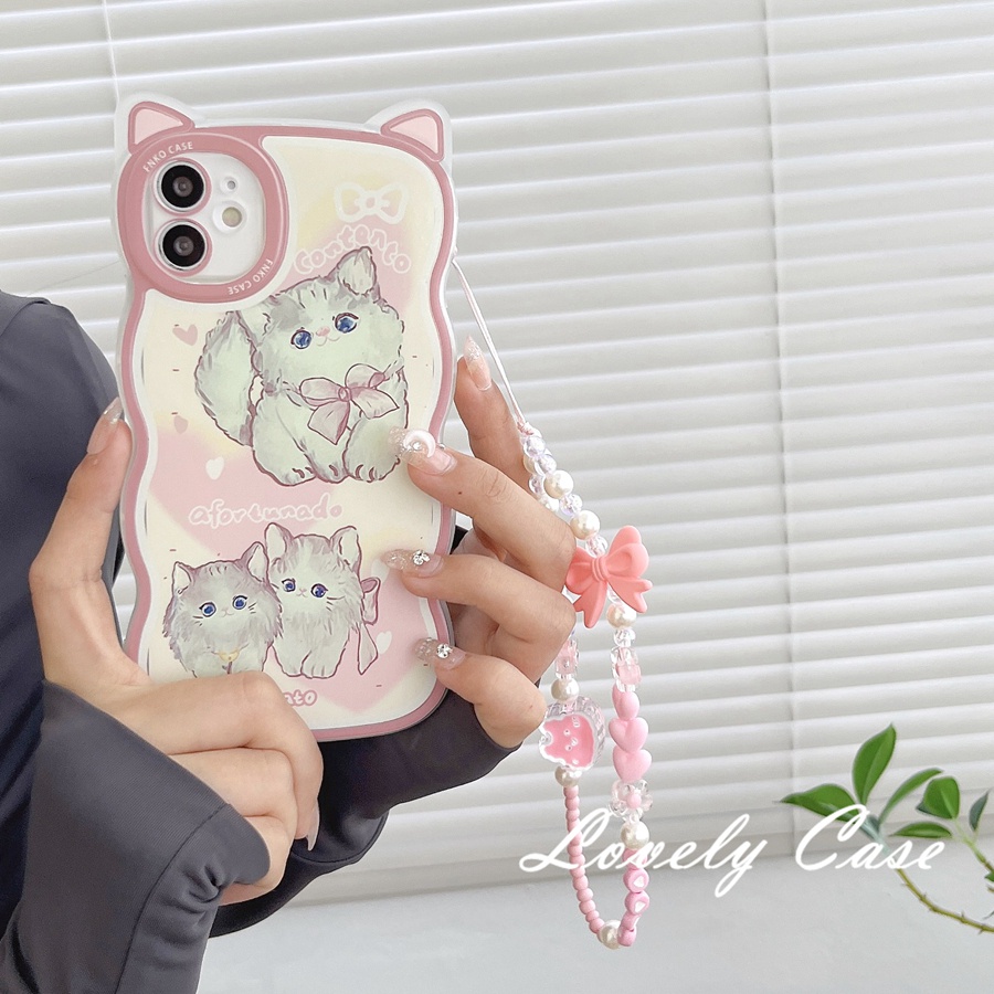 Ốp Điện Thoại Hình Tai Mèo Có Dây Đeo Cho IPhone 14 13 12 11 Pro Max X XR Xs Max 8 7 6 6s Plus SE 2020