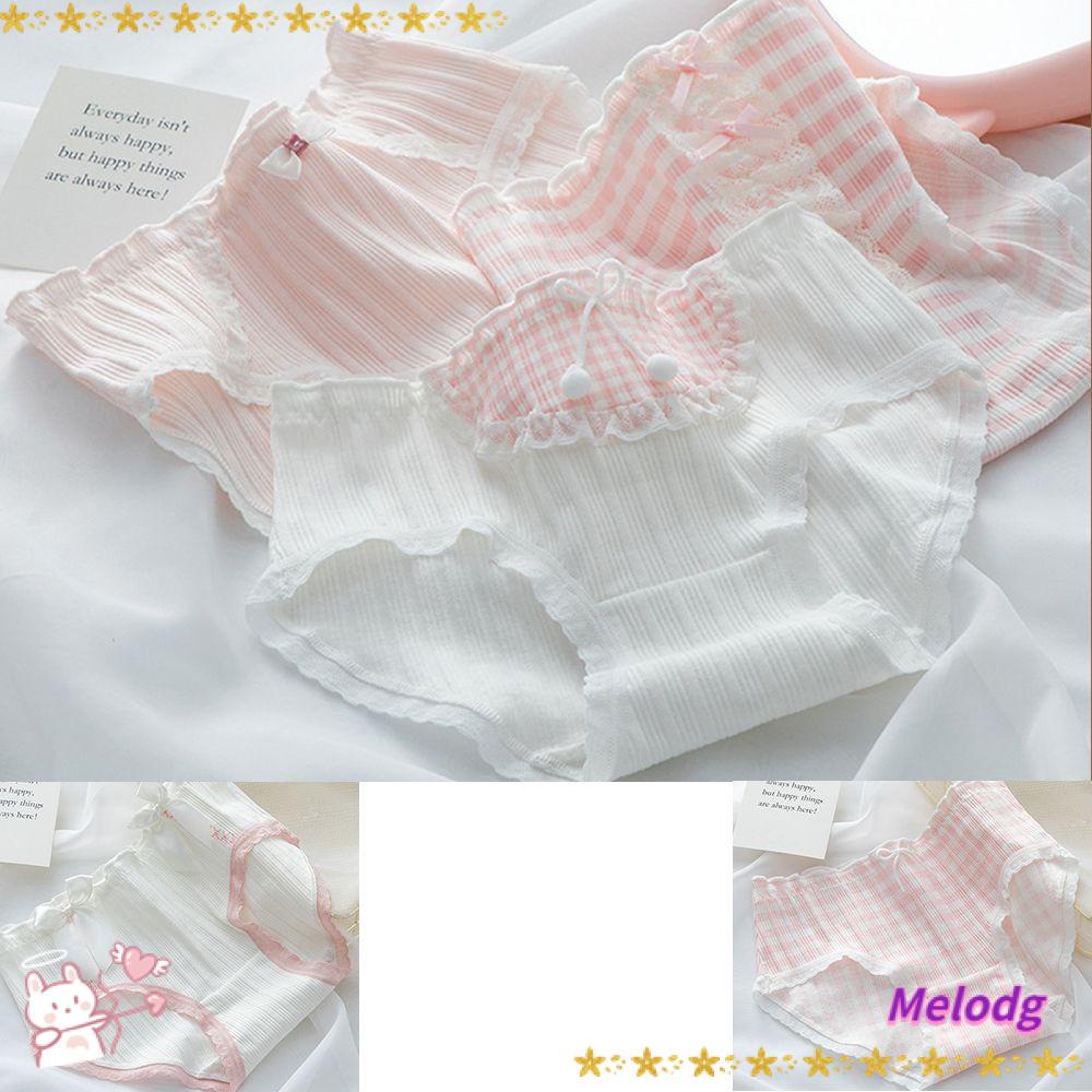 MELODG Quần Lót Cotton Không Đường May Đính Nơ Xinh Xắn Cho Nữ