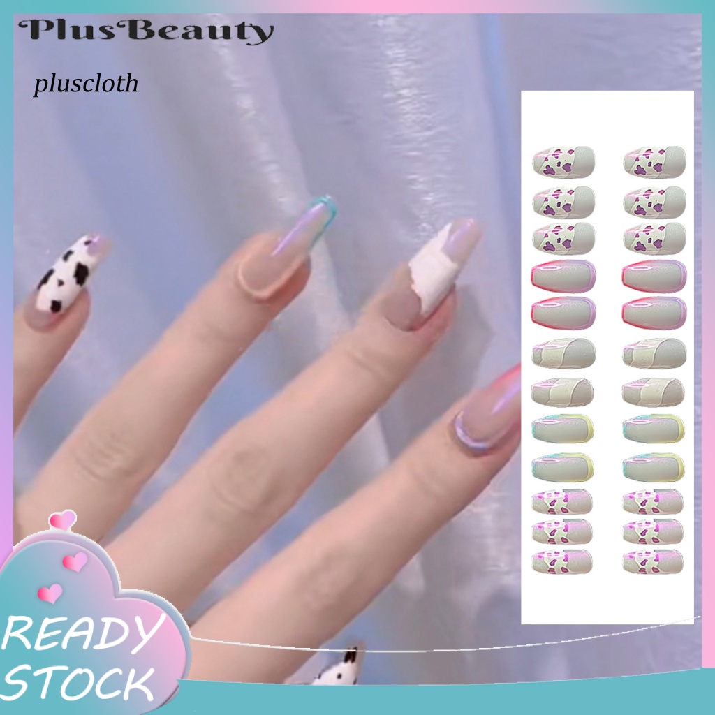 1 Bộ Móng Tay Giả Che Phủ Toàn Diện Tháo Rời Được Chống Phai Màu Cầu Vồng Cho Salon