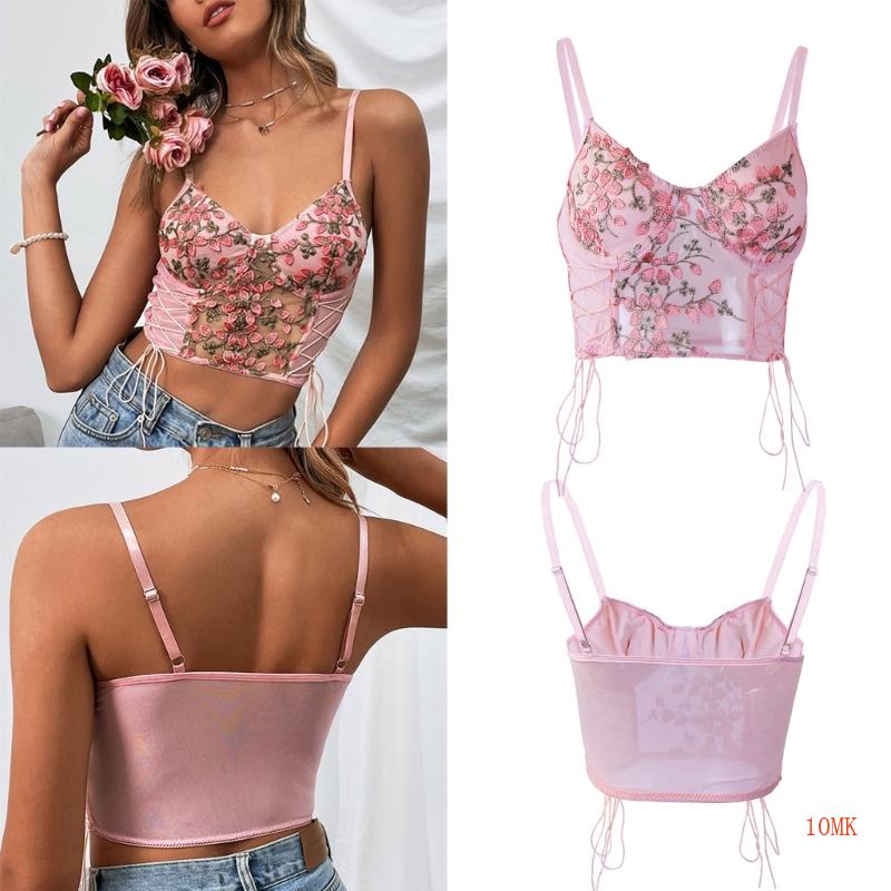 Áo Lửng Hai Dây Họa Tiết Hoa Phong Cách Vintage Quyến Rũ