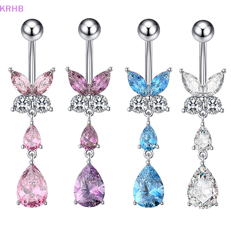 Khuyên Rốn Mặt Hình Bướm Đính Đá Zircon Thời Trang Cho Nữ Mới