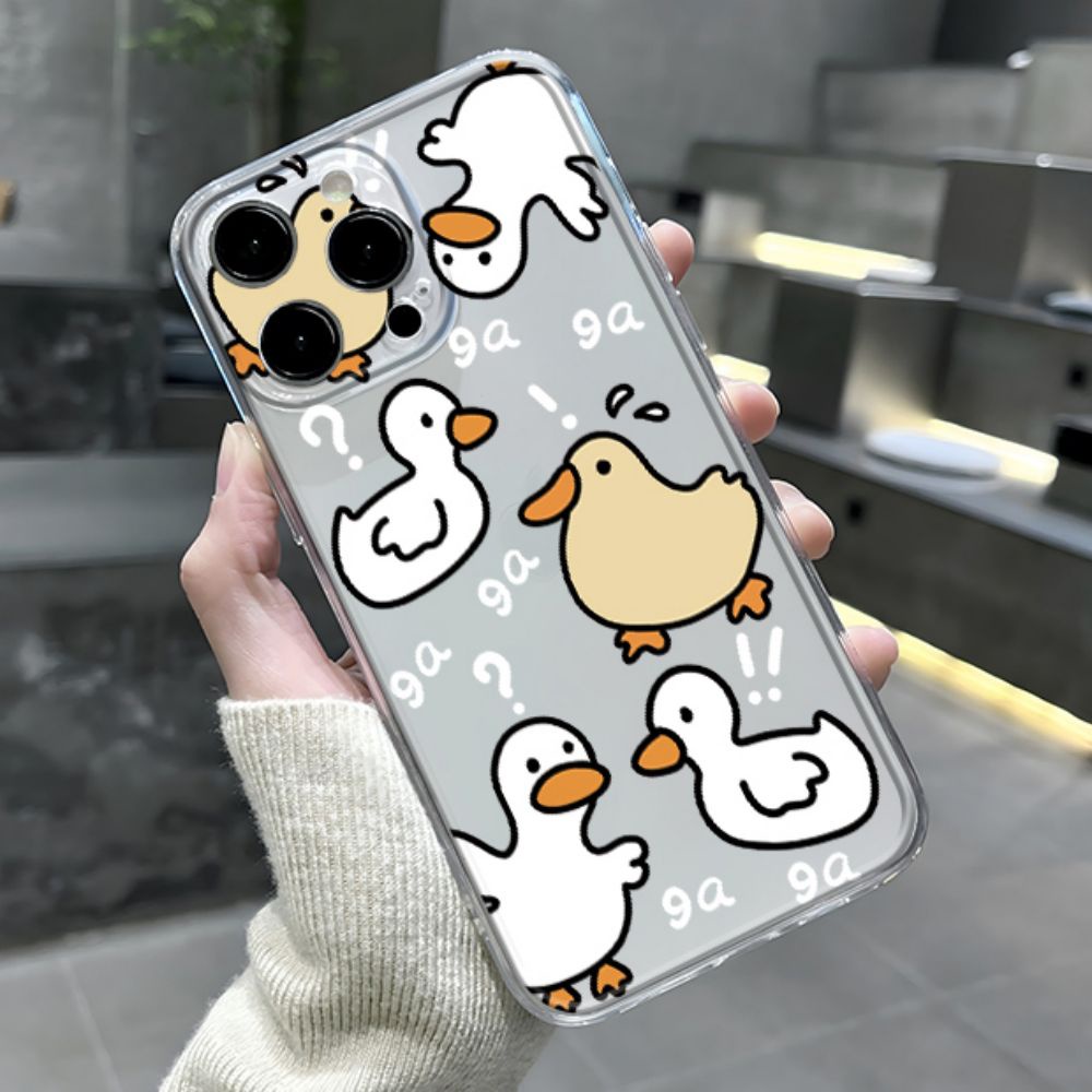 Ốp Điện Thoại TPU Mềm Chống Dấu Vân Tay In Hình Vịt Hoạt Hình Cho IPhone 11 14 13 12 Pro Max XS XR 7 8 Plus