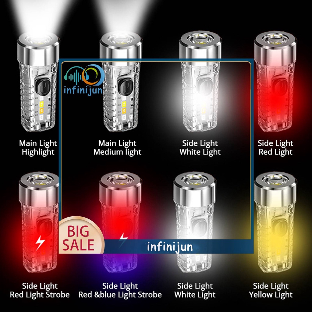 Móc Khóa Đèn Pin Siêu Sáng 8 Chế Độ 3 Mức Độ