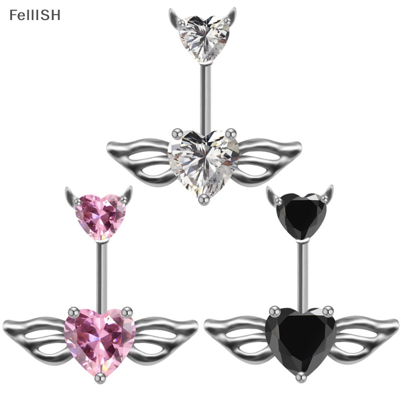 Khuyên Rốn Hình Cánh Trái Tim Đính Đá Pha Lê Thời Trang Cho Nữ 439br