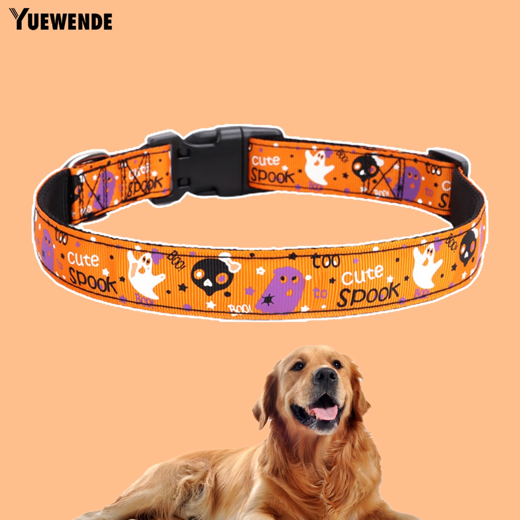 Yq.e Vòng Cổ Nylon Chống Mài Mòn In Họa Tiết Halloween Có Thể Điều Chỉnh Cho Thú Cưng
