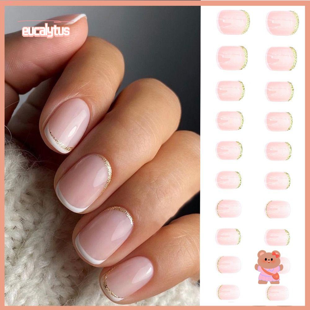 Set 24 Móng Tay Giả Dạng Nhấn Phong Cách Pháp DIY