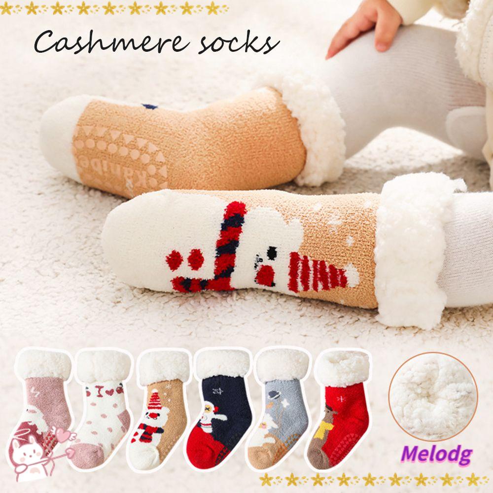 Vớ Nhung Lông Cừu Giữ Ấm Họa Tiết Hoạt Hình Dễ Thương Cho Bé