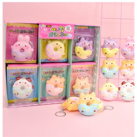 Móc khoá squishy Donut mềm nhiều hình dễ thương