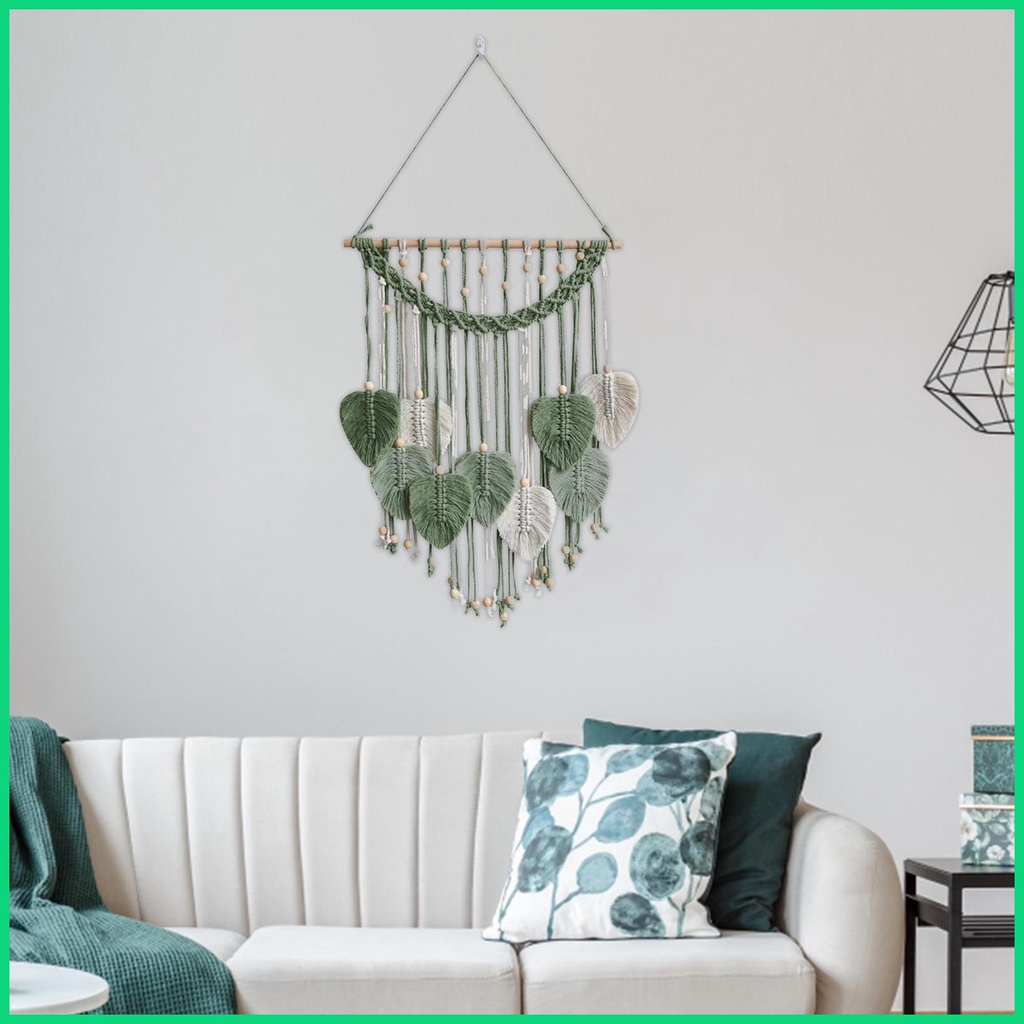 Thảm Dệt Lá Tua Rua Handmade Trang Trí Tường Phong Cách Bohemian