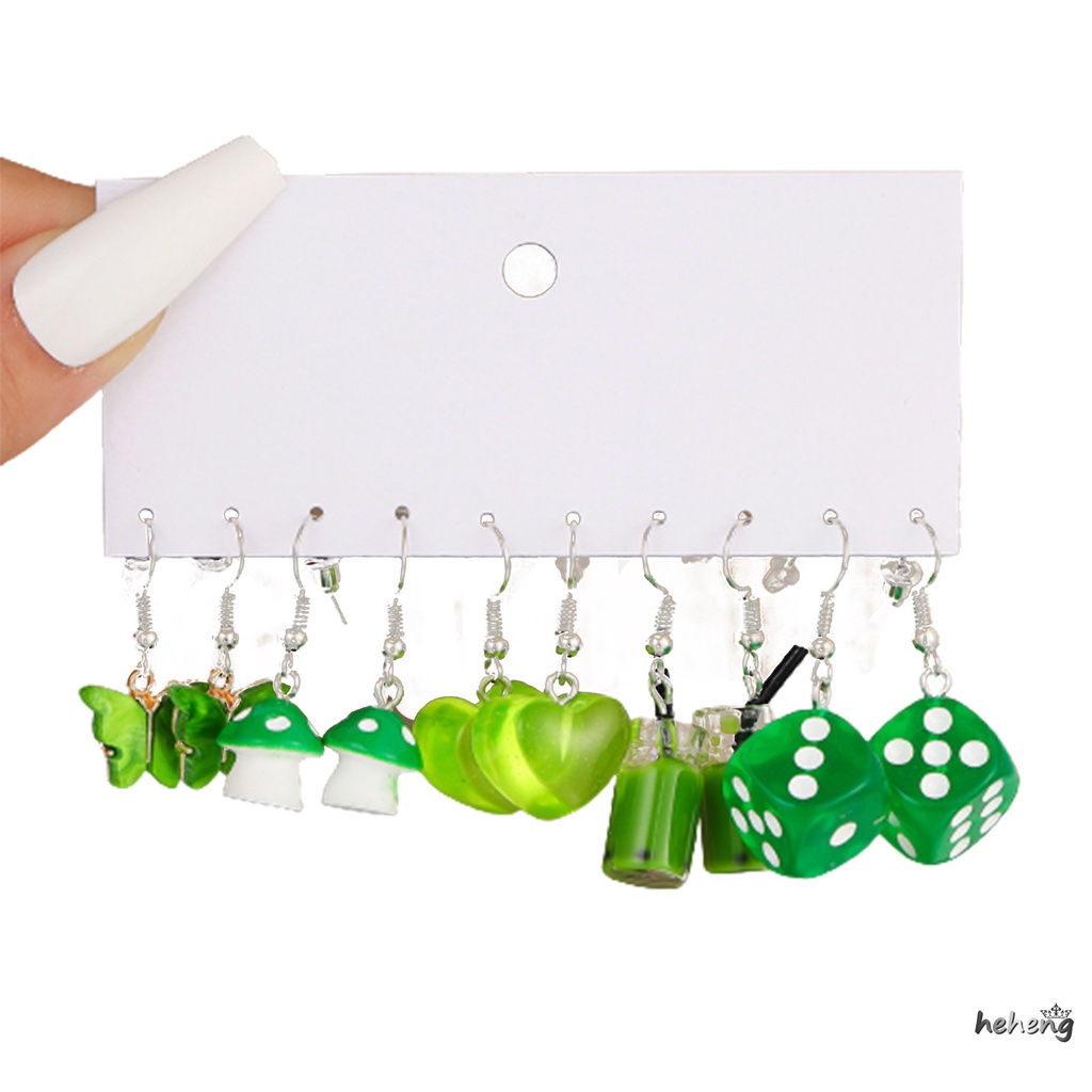 Khuyên Tai Lủng Lẳng Hình Hoa Bướm Vịt Nấm Trái Tim Dễ Thương