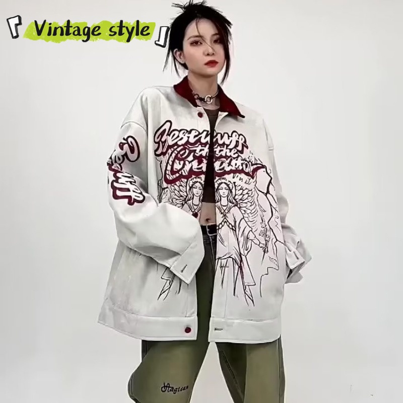 Áo Khoác Tay Dài In Họa Tiết Phong Cách Vintage Thời Trang Cho Nam