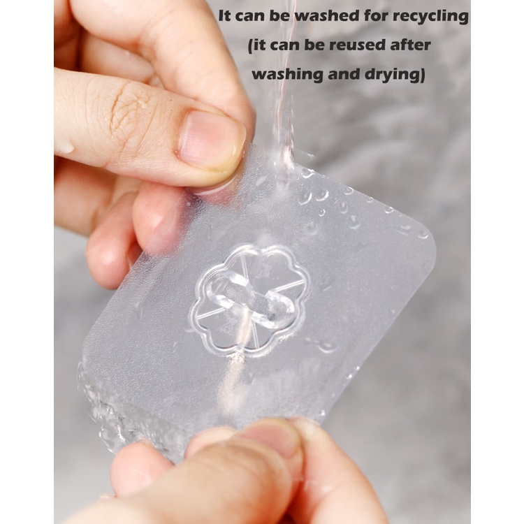 Set 4 Móc Treo Đồ Dán Tường Trong Suốt Không Khoan Không Để Lại Dấu Vết