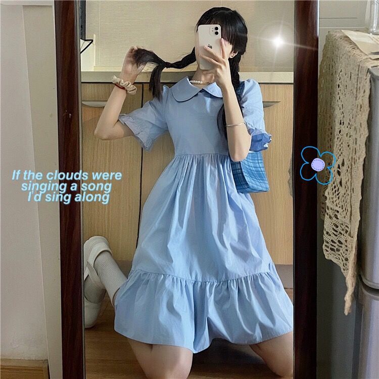 Đầm Vàng Cổ Búp Bê Thời Trang Mùa Hè Hàng Mới Dành Cho Bạn Nữ