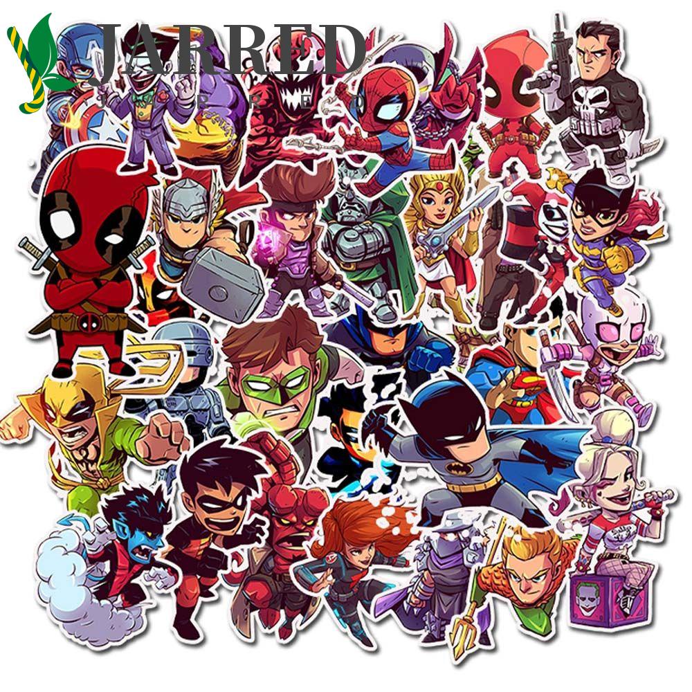 Set 50 Nhãn Dán Hoạt Hình Avengers Chống Nước Trang Trí Vali Laptop Hành Lý