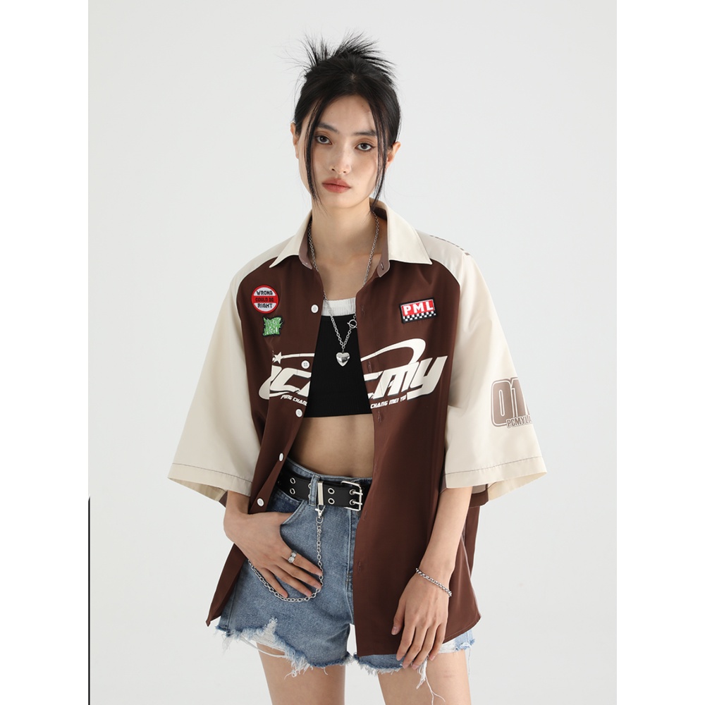 [Reviving Same Style] Áo Sơ Mi Ngắn Tay Dáng Rộng Phong Cách Đường Phố Mỹ Retro PCMY