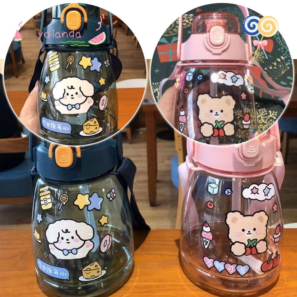 Bình Nước Nhựa Dung Tích 1300ML Thiết Kế Dễ Thương Kèm Ống Hút Tiện Dụng
