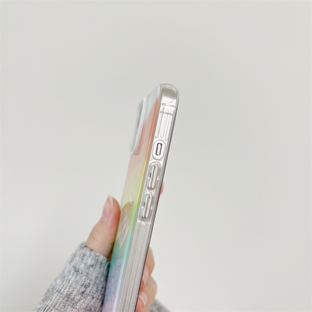 Ốp Điện Thoại TPU Mềm Trong Suốt Họa Tiết Cầu Vồng Có Dây Đeo Cho iPhone 14 13 12 11Pro Max