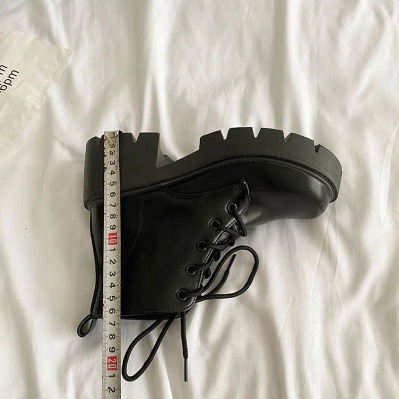 Giày Bốt Martin Da Bóng Gót Dày Tăng Chiều Cao Cá Tính