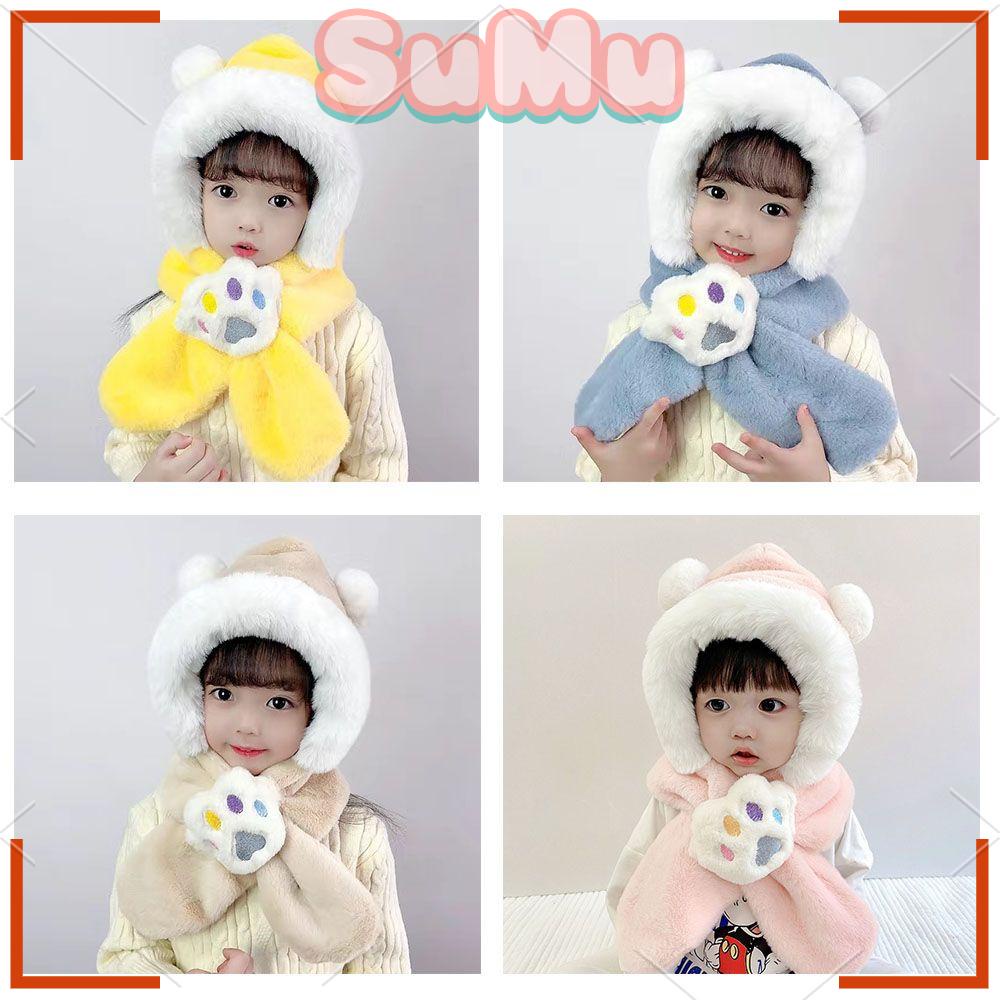 Mũ Tích Hợp Khăn Choàng Dày Dặn Bảo Vệ Tai Hợp Mùa Thu Đông