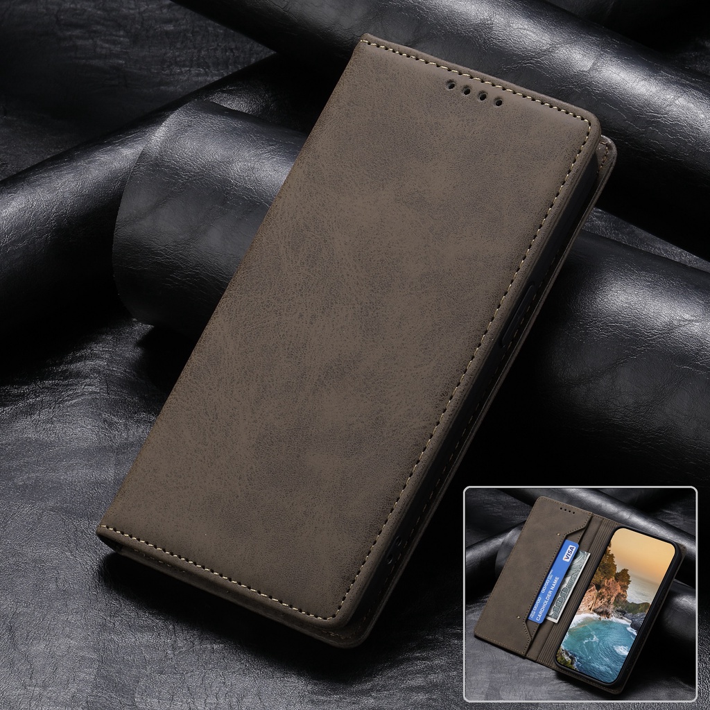 Bìa từ tính mạnh mẽ của Redmi Note 12 Pro 12 Pro+ Note 11 Note 10 12c RFID Giá Đỡ Bao Da Điện Thoại Nắp Lật Kèm Ngăn Đựng