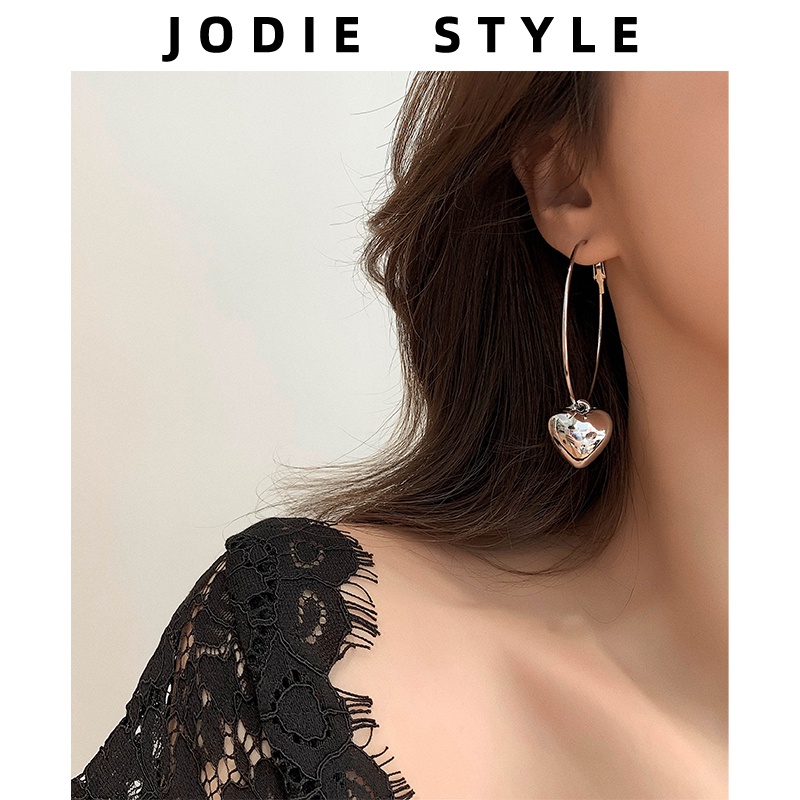 Bông Tai Mạ Bạc 925 Hình Trái Tim Phong Cách Hàn Quốc Dễ Phối Đồ