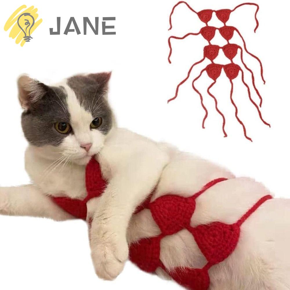 Jane Bikini Dệt Tay Chống Mài Mòn Màu Sắc Xanh Lá / Đỏ Hồng Dành Cho Mèo