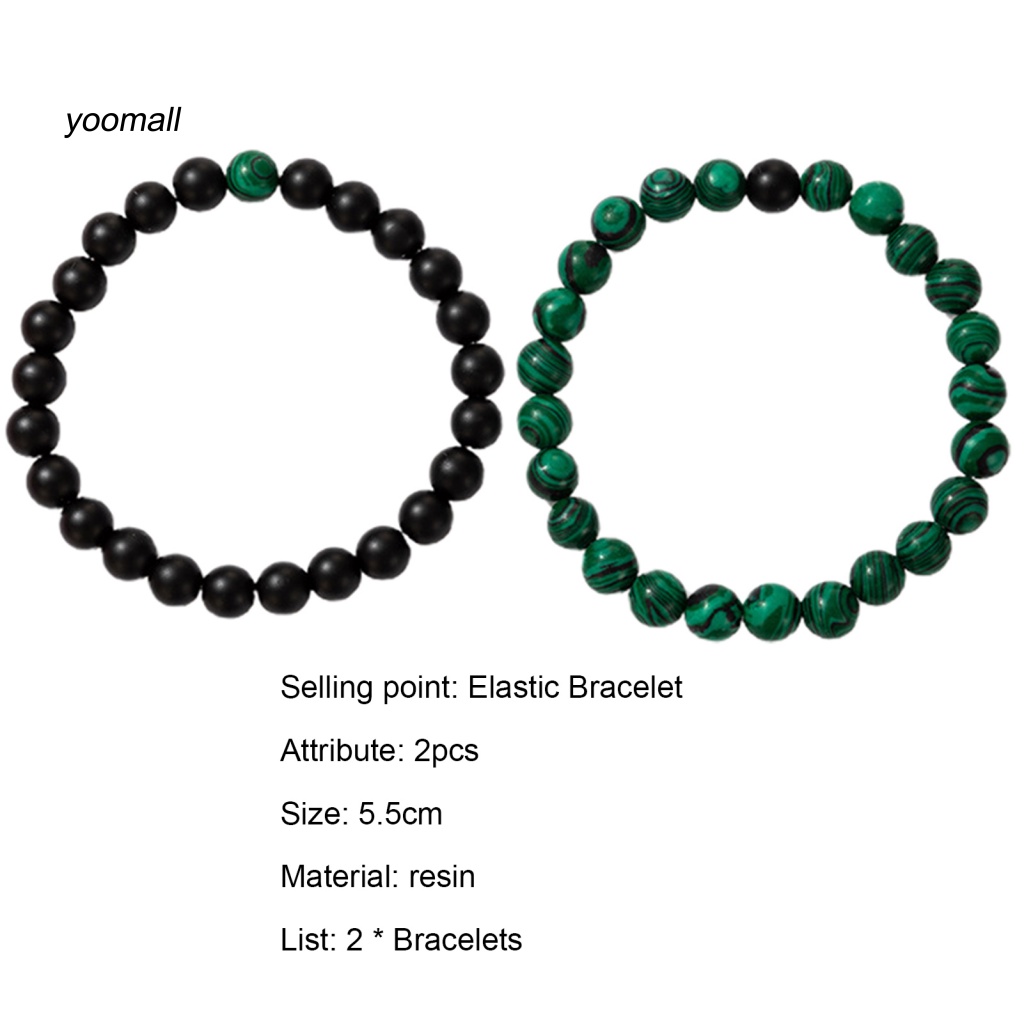 2 Vòng Tay Đá Mắt Hổ Màu Xanh Lá / Đen Thoải Mái Thời Trang Hàng Ngày