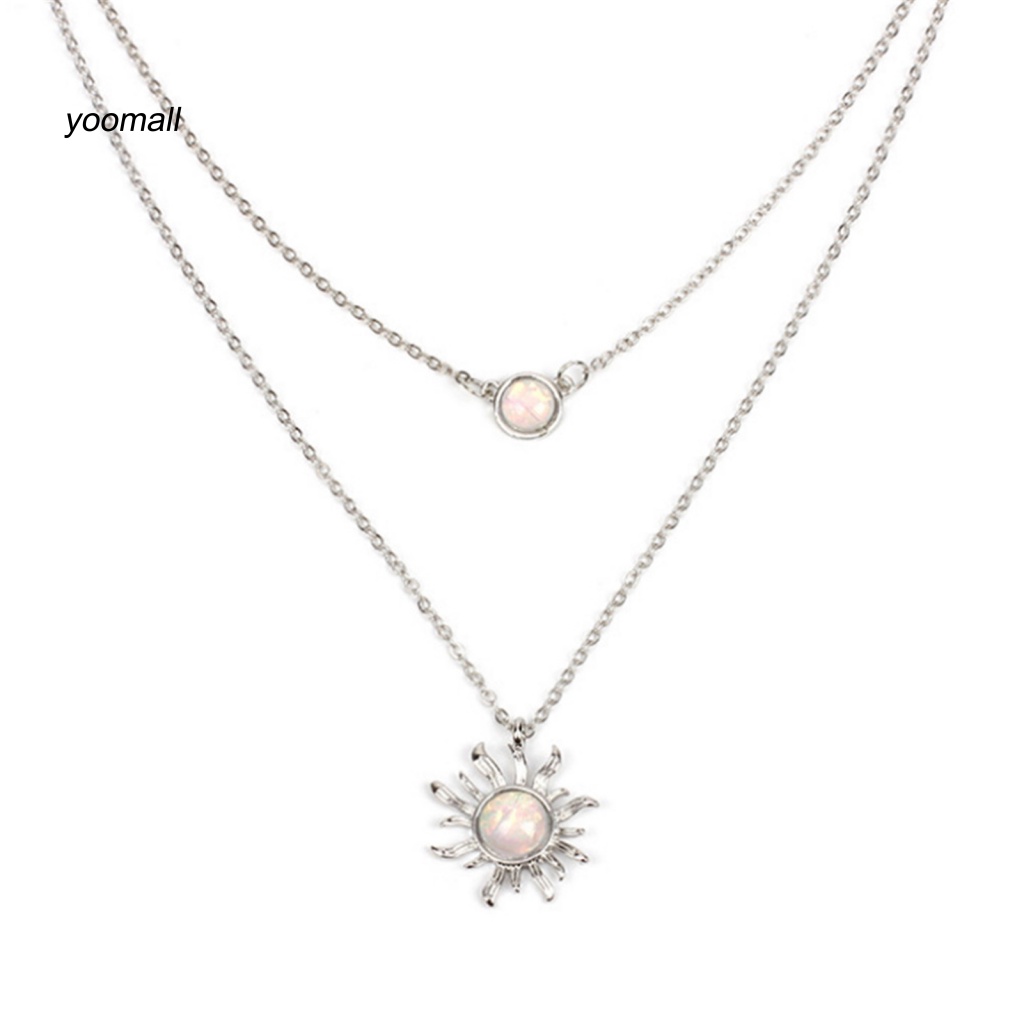 Vòng cổ Hai Lớp Mặt Hoa Hướng Dương Sáng Bóng Tinh Tế Cho Nữ