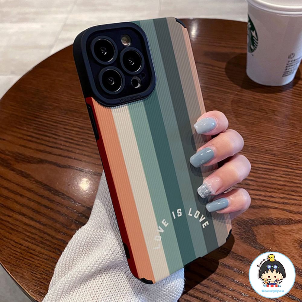 Ốp Điện Thoại Da Giả Viền Màu Cầu Vồng Cho IPhone 14 13 12 11 Pro Max X XR 8 7 Plus SE