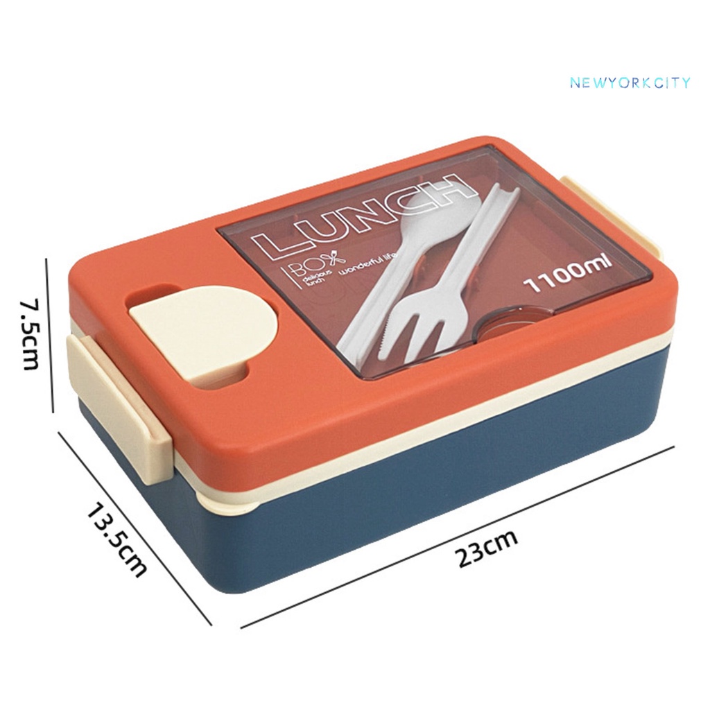 Hộp cơm 1100ML Kèm Giá Đỡ Muỗng Nĩa Chống Rò Rỉ Có Thể Dùng Trong Lò Vi Sóng