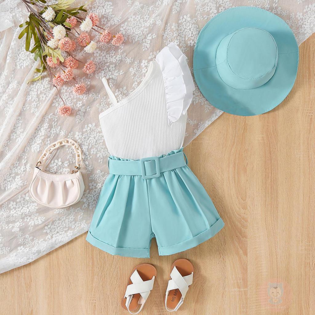 Set Áo Sát Nách + Quần Sọt + Mũ Cho Bé Gái LAA6-Kids