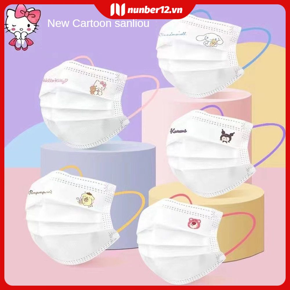 2023 Mới Mặt Nạ Sanrio 3d 10 Cái Khẩu Trang Thoải Mái Tương Phản Dây Đeo Tai Hoạt Hình Dễ Thương 5 Kiểu Bao Bì Riêng Học Sinh