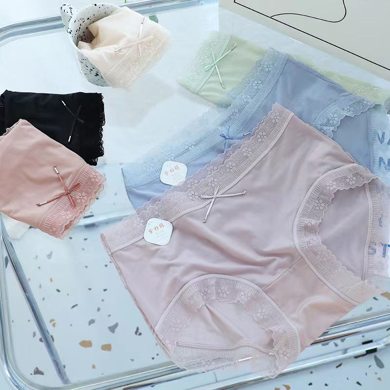 Combo 5 quần lót su lụa viền hoa màu pastel xinh xắn QL02-20