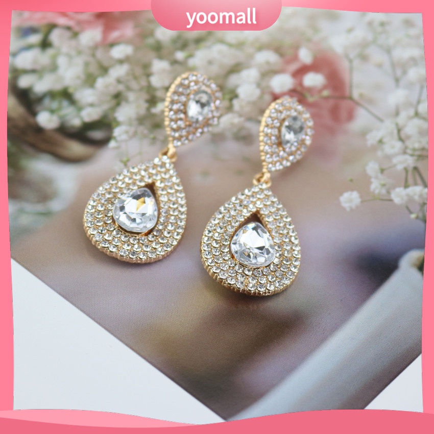 [YM] Bông Tai Xỏ Lỗ Dạng Chuỗi Hạt Kim Cương Phong Cách Âu Mỹ Cho Nữ