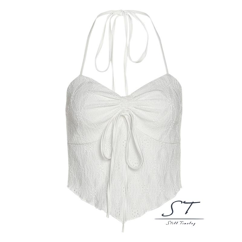 Áo Crop Top Hai Dây CY03 Ôm Dáng Phối Dây Rút Phía Trước Gợi Cảm Cho Nữ