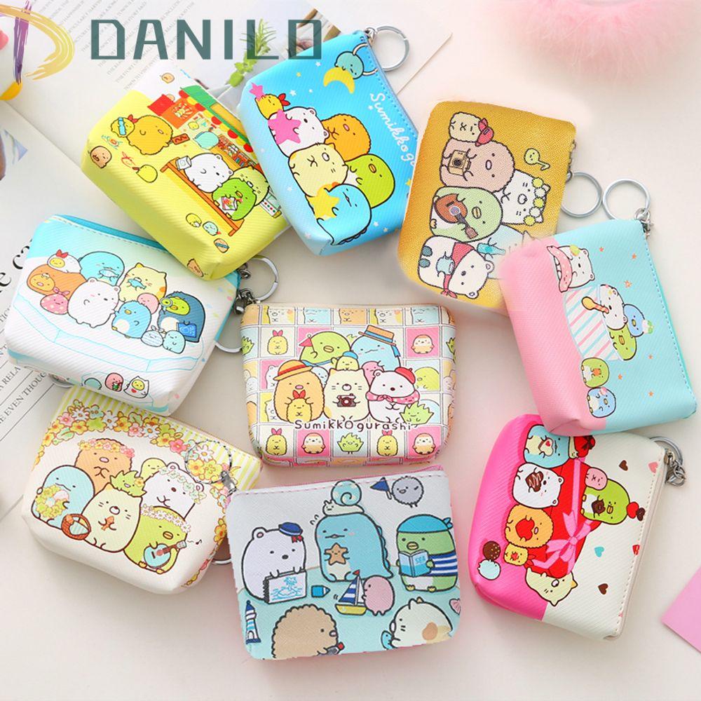 DANILO Ví Đựng Tiền Xu / Chìa Khóa Bằng Da PU Họa Tiết Hoạt Hình Dễ Thương Cho Bé Gái