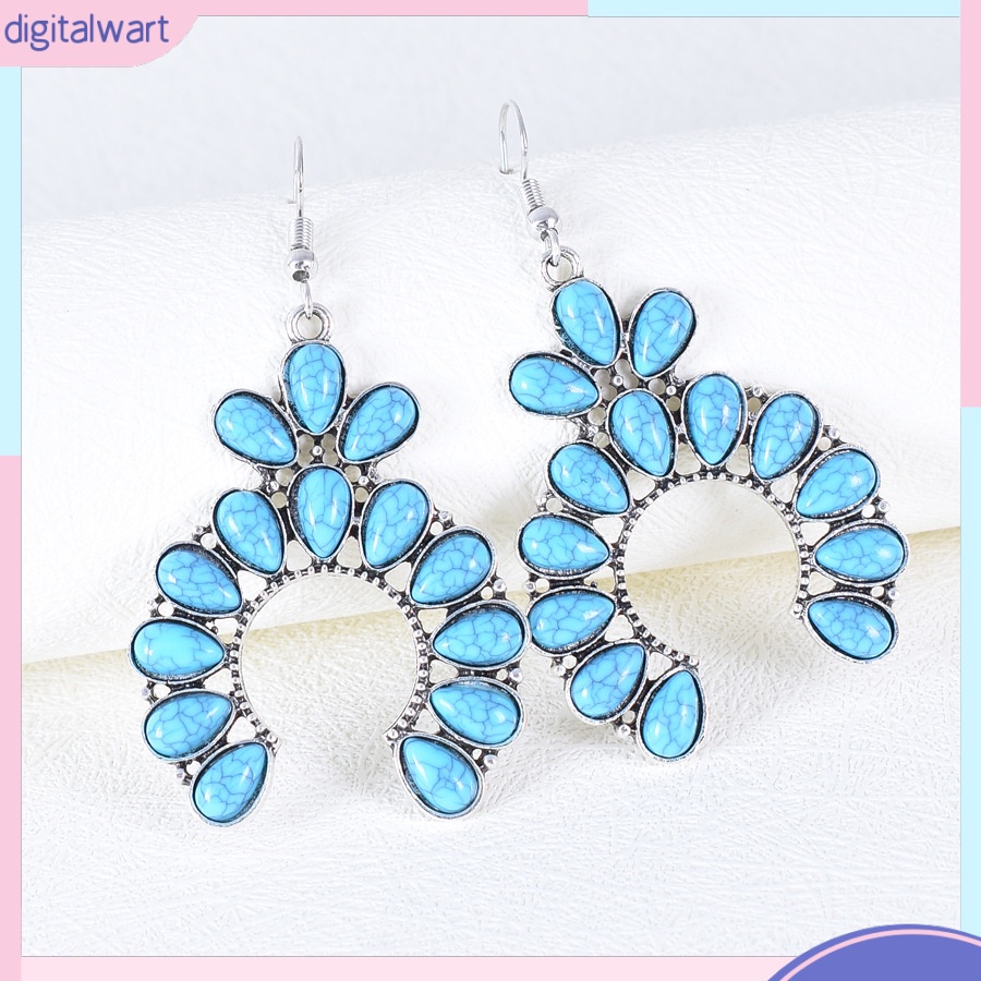 Bông Tai Hình Học Đính Đá Ngọc Lam Phong Cách Âu Mỹ Cá Tính Dành Cho Nữ