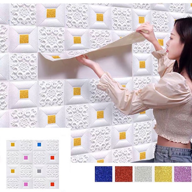 Giấy Dán Tường Trần Nhà Tự Dính Bằng PE 3D Chống Thấm Nước Trang Trí Phòng Khách / Phòng Ngủ