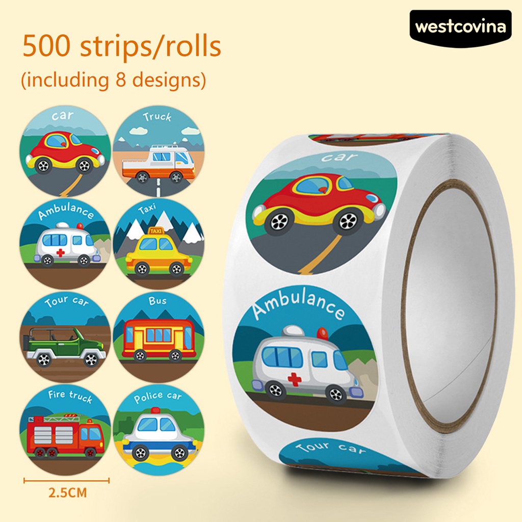 [WSTN] [WSTN]✎Cuộn 500 Miếng Dán Trang Trí In Hình Hoạt Hình Bằng Đồng Tự Dính Có Thể Tháo Gỡ